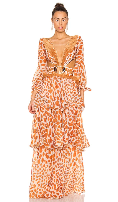 Shop Patbo Margot Fringe Trim Maxi Dress In Cream