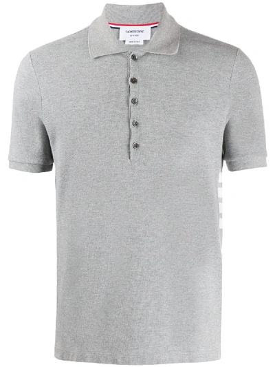 Shop Thom Browne 4-bar Piqué Polo Shirt In Grey