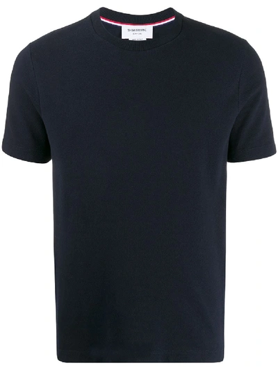 Shop Thom Browne 4-bar Insert Piqué T-shirt In Blue