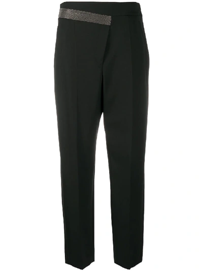 Shop Brunello Cucinelli Brass-embellished Tailored Trousers In Black