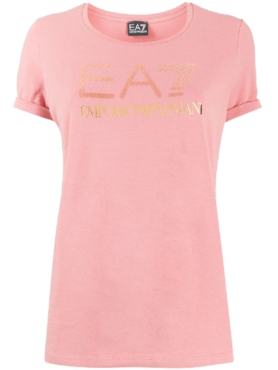 Shop Ea7 Logo Print T-shirt In Pink