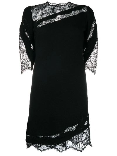 Shop Ermanno Scervino Lace Insert Shift Dress In Black