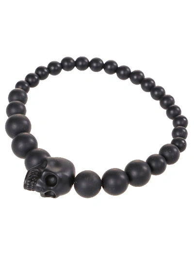 Shop Alexander Mcqueen Skull Ball Bracelet In Black/silver