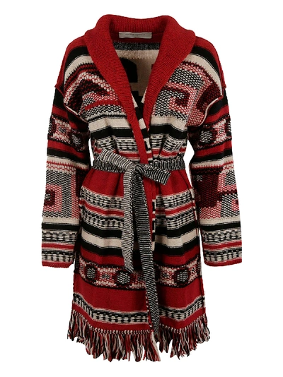 Shop Golden Goose Azul Cardigan In Off White/tango Red/black