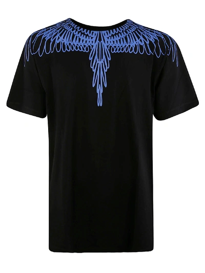 Shop Marcelo Burlon County Of Milan Pictorial Wings T-shirt In Black/blue