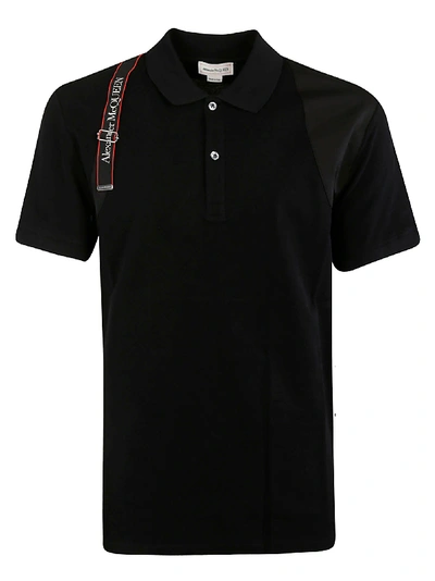 Shop Alexander Mcqueen Logo Belt Embellished Polo Shirt In Black