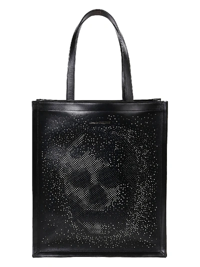 Shop Alexander Mcqueen Skull Studded Tote Bag In Black