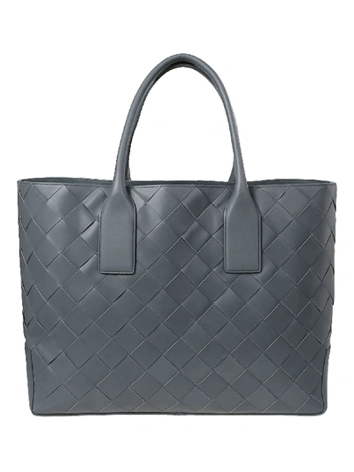 Shop Bottega Veneta Intrecciato Weave Tote Bag In Grey