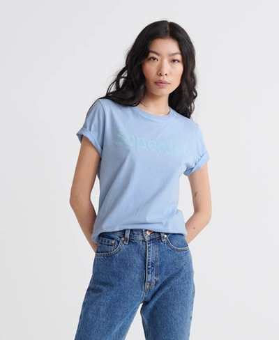Shop Superdry Women's Flock T-shirt Blue / Light Chambray