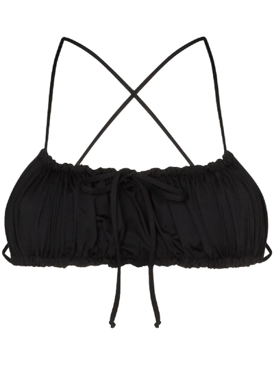 Shop Frankies Bikinis Dreamy Tie Front Bikini Top In Black