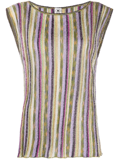 Shop M Missoni Striped Sleeveless Knit Top In Green