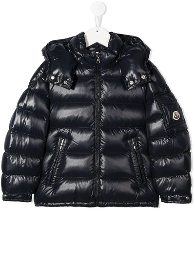 Shop Moncler Padded Puffer Coat In Blue