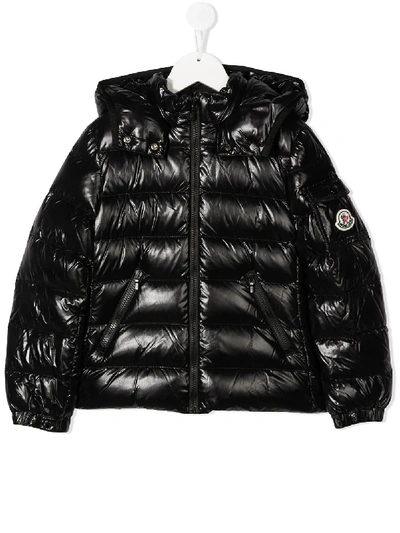 Shop Moncler Padded Down Coat In Black