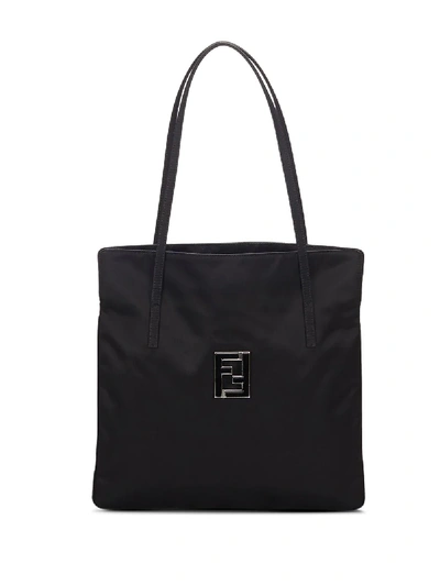 Pre-owned Fendi Logo Plaque Tote In 黑色