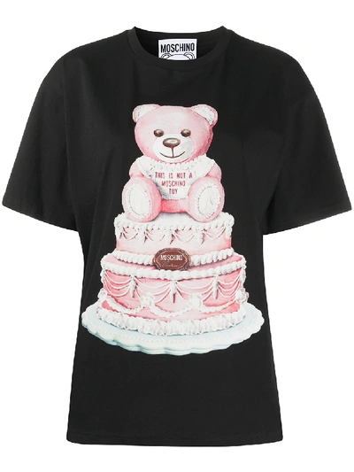 Shop Moschino Cake Teddy Bear Print T-shirt In Black