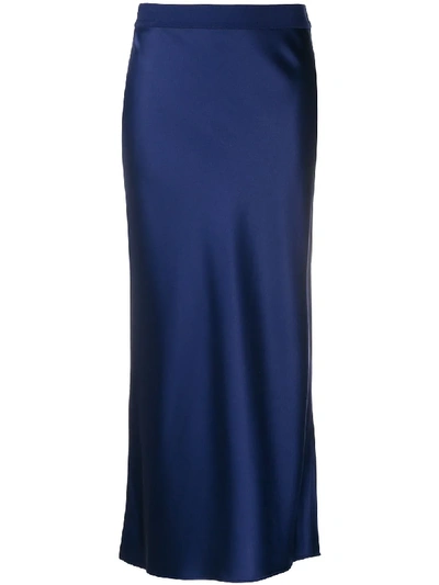 Shop Theory Satin Straight Skirt In Blue