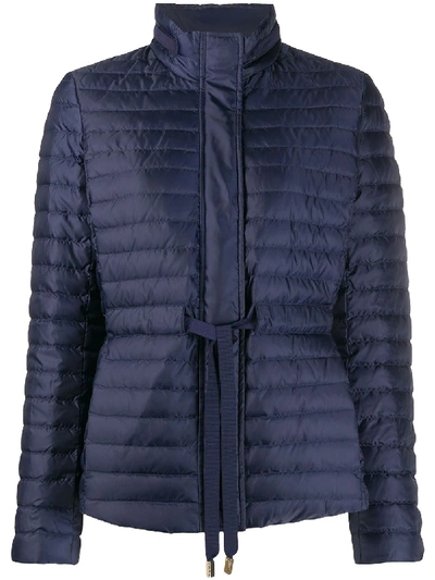 Shop Michael Michael Kors Drawstring Waist Puffer Jacket In Blue