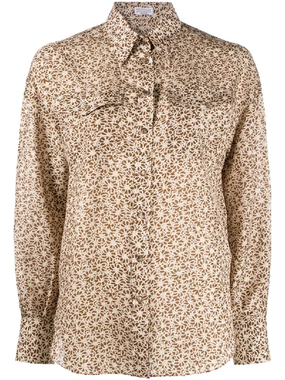 Shop Brunello Cucinelli Floral Print Shirt In Neutrals