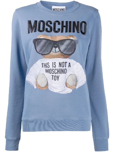 Shop Moschino Teddy Bear Crew Neck Sweatshirt In Blue