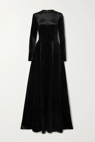 Shop Balenciaga Stretch-velvet Gown In Black