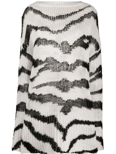 Shop Stella Mccartney Zebra Pattern Oversized Jumper In White
