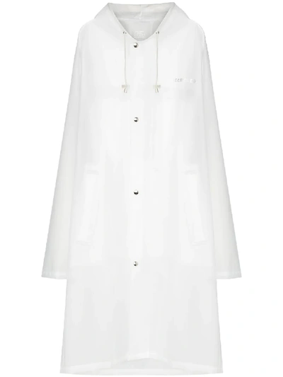 Shop Vetements Hooded Logo-print Raincoat In White