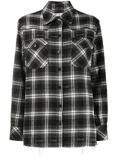 Shop Off-white Checked Boxy Shirt In Black
