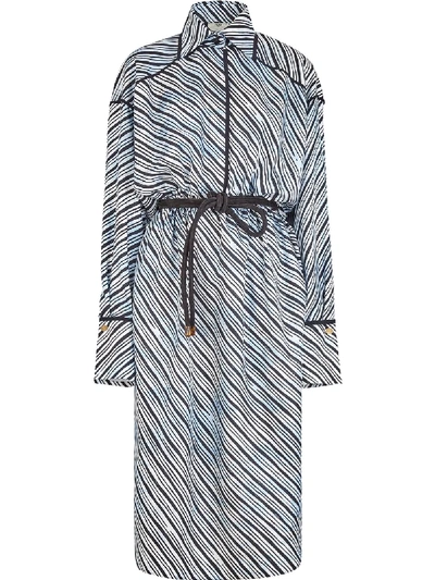 Shop Fendi X Joshua Vides Stripe Print Midi Dress In Blue