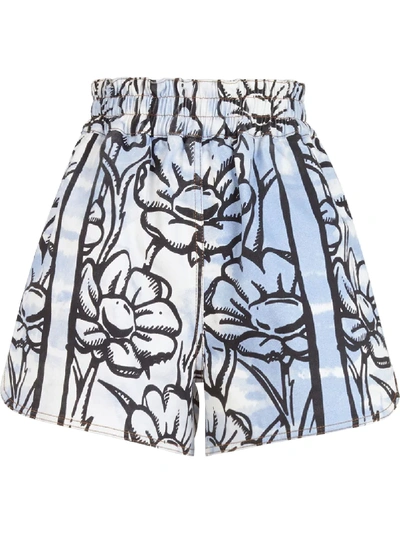 Shop Fendi X Joshua Vides Floral Print Shorts In Blue