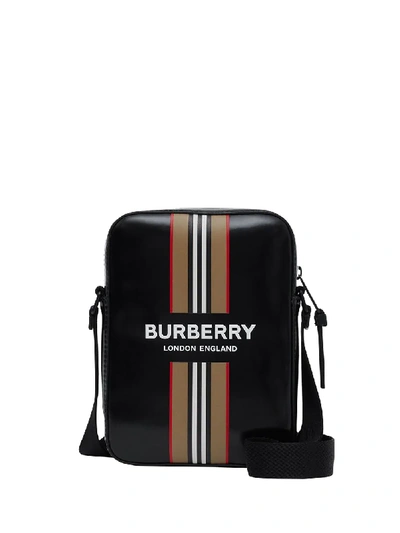 Shop Burberry Icon Stripe Crossbody Bag In Black