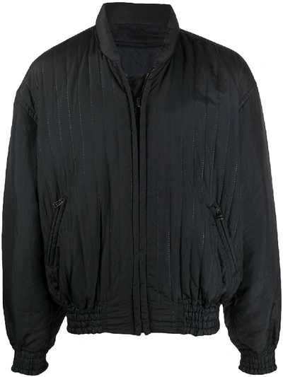 Pre-owned Issey Miyake 1980s Padded Bomber Jacket In Black