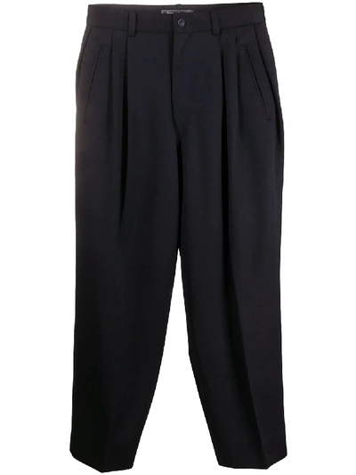 Pre-owned Issey Miyake 1980s Cropped Tapered Trousers In Blue