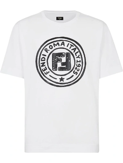 Shop Fendi Logo-print Cotton T-shirt In White