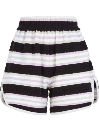 Shop Fendi Stripe Print Shorts In Black