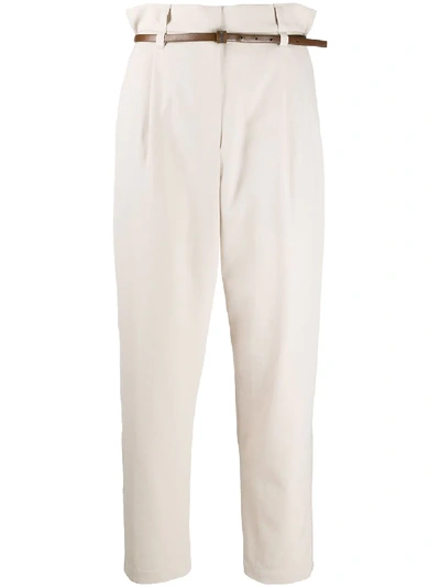 Brunello Cucinelli Tapered Cropped Trousers In Neutrals