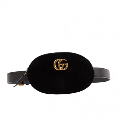 Pre-owned Gucci Marmont Black Velvet Handbag