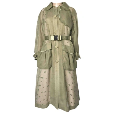 Pre-owned Fendi Trench Coat In Green