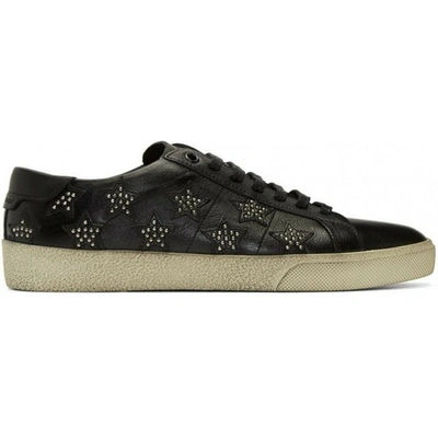 Pre-owned Saint Laurent Court Black Leather Trainers