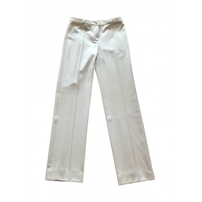 Pre-owned Armani Collezioni Wool Straight Pants In Beige