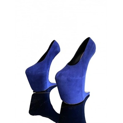 Pre-owned Nina Ricci Blue Suede Heels