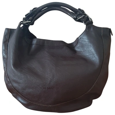 Pre-owned Jil Sander Shopper Leather Handbag In Brown