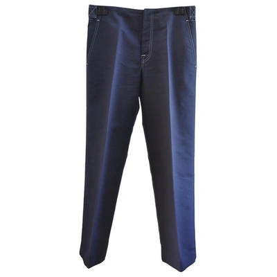 Pre-owned Celine Navy Cotton Trousers