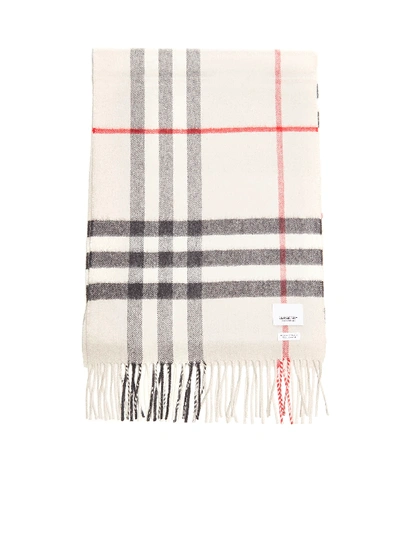 Shop Burberry Scarf In Stone Check