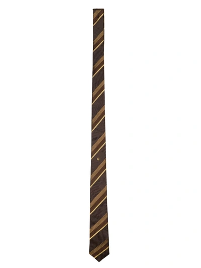 Shop Fendi Diagonal Striped Tie In Brown