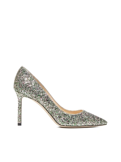 Shop Jimmy Choo Romy 85 Glitter Fabric Pumps In Peppermint