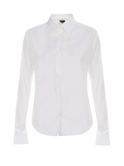 Shop Aspesi Stretch Popeline Shirt L/s In Bianco