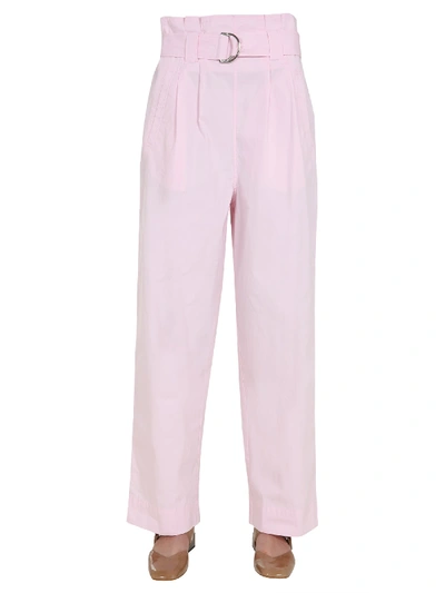 Shop Ganni Pants With Belt In Rosa