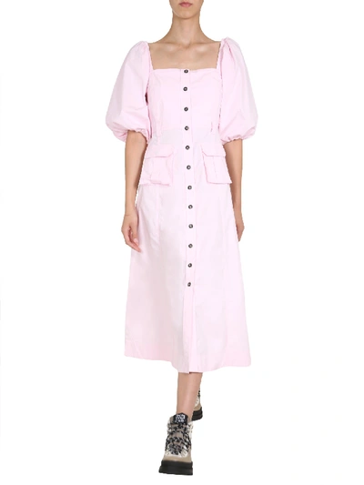 Shop Ganni Midi Dress In Rosa