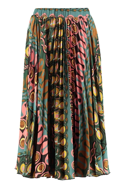 Shop La Doublej Soleil Printed Pleated Skirt In Multicolor