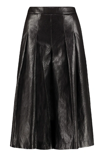 Shop Boutique Moschino Faux Leather Wide-leg Trousers In Black